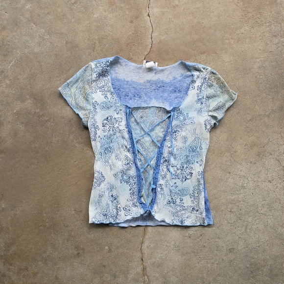 Tops - Vintage Lace Up Front Tank Fairy Grunge Y2k Whimisical Festival Size Large